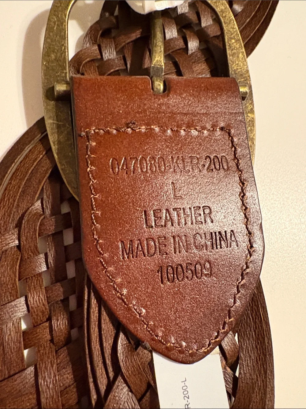 SONOMA womens Braided Leather Belt in Dark Brown with Brass Buckle nwt Sz Large